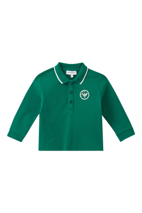 Kids Eagle Patch Long-Sleeve Polo Shirt